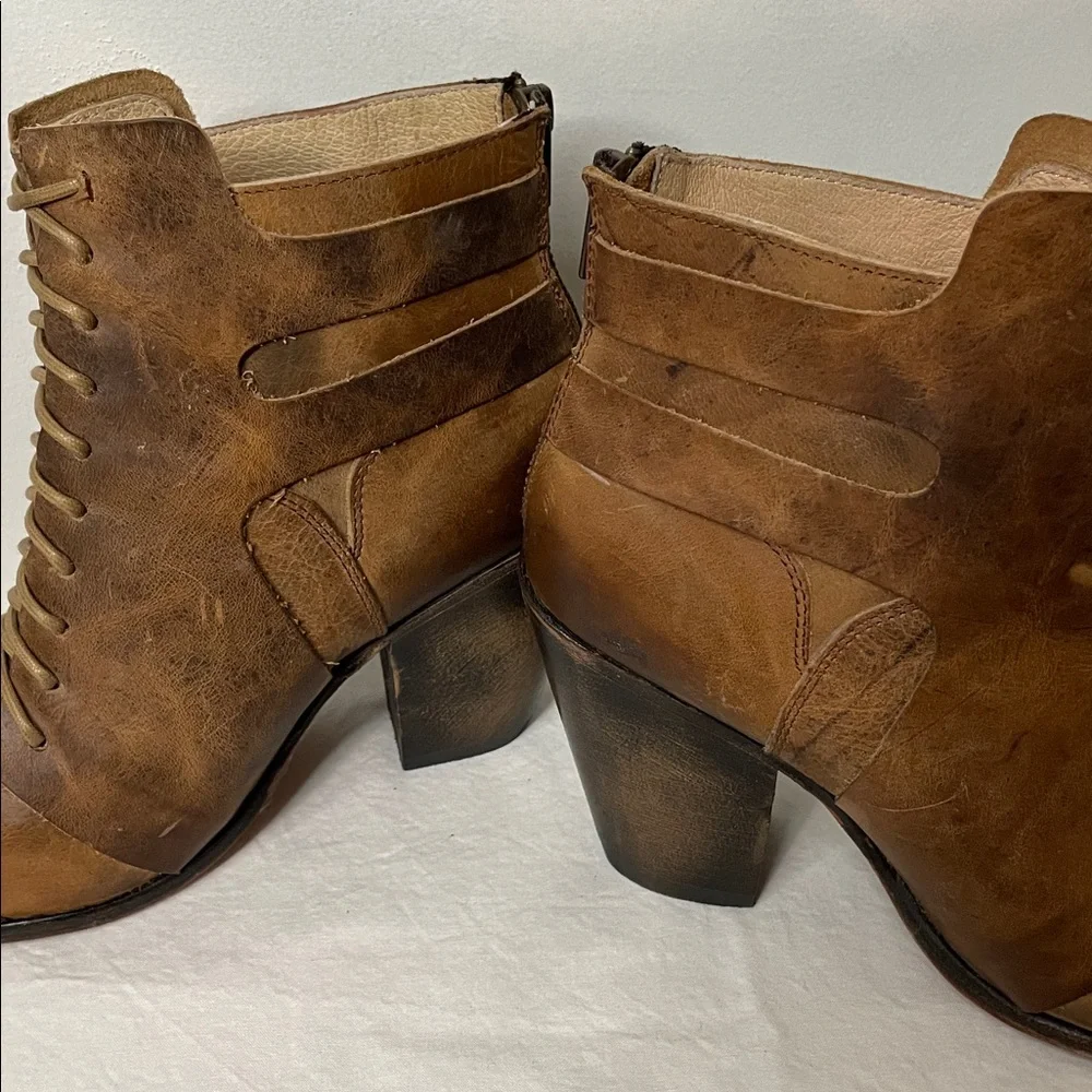 Freebird by Steven Malry Boho Brown Leather Lace Up Ankle Booties Heel Boots 9